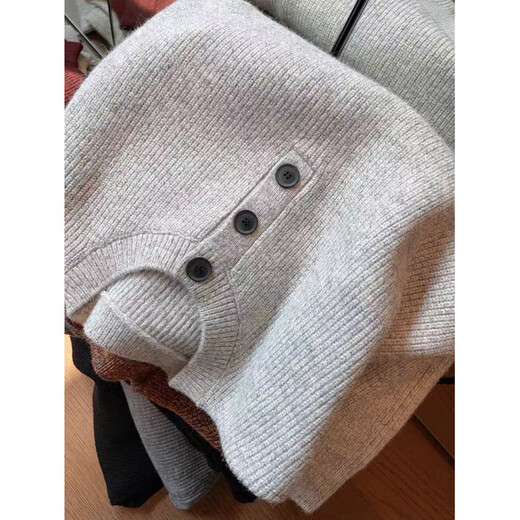 Autumn and winter tops Korean simple Henry collar sweater men's trendy brand INS pullover bottoming sweater light gray 3XL