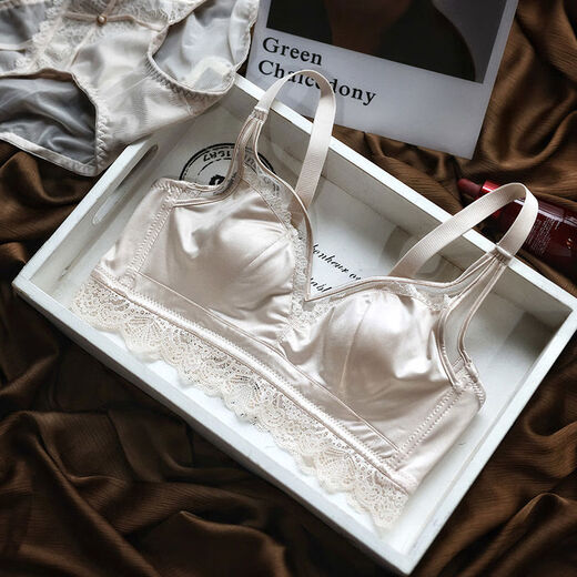 Crystal Cup Silk Japanese Satin Versatile Glossy Bra Set Big Breasts Look Small Large Size 9095 Underwear Black Set 1659087-954295 Recommended 90C95AB