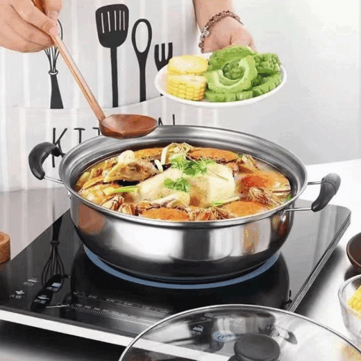 HKNA extra thick stainless steel soup pot, non-stick pot, gas stove, induction cooker, electric cooker, porridge and soup, multi-functional household hot pot, non-stick pot, no glass lid required, 1 inch, 27CM, thick, for 2-4 people