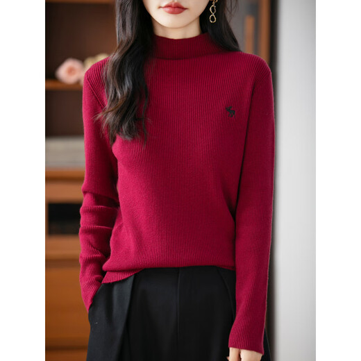 La Chapelle Heavy Embroidery Worsted Fine Wool Sweater Women's Half Turtleneck Sweater 2025 Autumn and Winter New Slim Fit Bottoming Shirt Graphite Gray L Recommended weight 110-125Jin Jin equals 0.5 kg