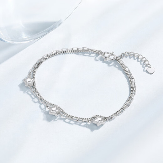 Chao Acer Platinum Star Bracelet for Women PT950 Platinum Hand Jewelry Double Layer Bracelet Birthday Gift for Women Price: 690 yuan including labor cost, chain length is about 15cm + tail chain 5.2g