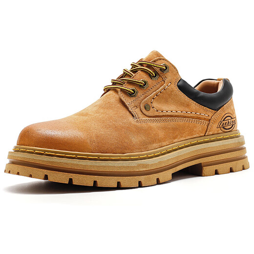 
Paul Camel Men's Shoes Spring Work Shoes Men's Low Top Genuine Leather British Casual Leather Shoes Thick Sole Rhubarb Martin Boots F3889_Golden 38