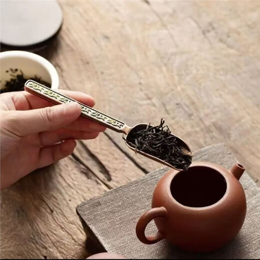 Chu Jie Ao Kung Fu tea set teaspoon tea set accessories small spoon small shovel Xiangyun tea spoon bronze color 1 piece