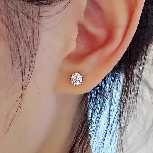 I Do platinum PT950 earrings classic six prongs 30 points 50 points a pair of earrings cultured diamonds Valentine's Day gift for men and women 30 points diamonds a pair