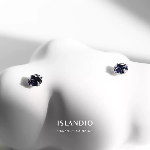 ISLANDIO natural tanzanite 3mm sapphire earrings London blue topaz mini sterling silver earrings for women Tanzanite 3mm | silver pair
