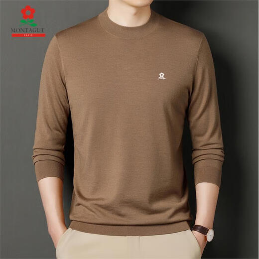 
MONTAGUT French Merino 80 worsted woolen sweater long-sleeved T-shirt men's half turtleneck sweater knitted sweater black M 165 [weight 100-115 Jin [Jin equals 0.5 kg]]