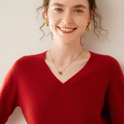 SENLIYA international light luxury high-end cashmere sweater, intellectual and elegant seamless ready-to-wear cashmere sweater women's cross v-neck sweater wide coffee brown S