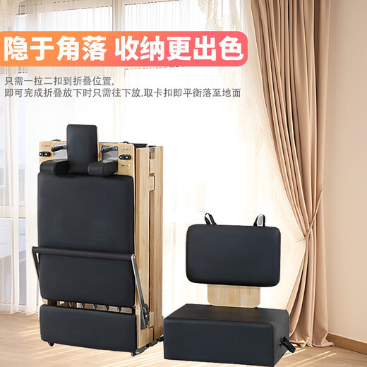 SOXW Foldable Pilates Core Bed Home Large Equipment Commercial Yoga Studio Bed Personal Training Equipment Rubber Wood Folding Gray
