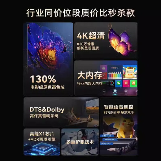 Konka Yunshang has sold 100,000+ 2025 new ultra-high-definition smart network wifi voice TV ultra-thin LCD projection screen living room eye protection elderly children home display 50LED* eye protection TV version 74*44 cm National joint warranty + SF Express + ten years of free replacement