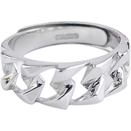 Beijing Gold Trading Center Co., Ltd. Platinum solid live S-shaped chain ring for men, personalized trendy unisex ring, mother and lover's birthday, Mid-Autumn Festival gift Platinum solid live S-shaped chain ring (approximately 7.04g)