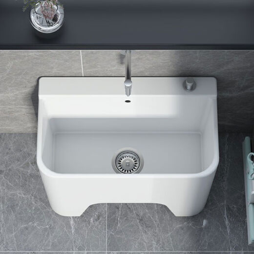 Yuanjiang elevado de apartamento pequeño de 50 cm de lavado de cuatro piernas Balcón de boba de la ferina de la cerámica de gran tamaño se puede conectar a la piscina de tres vías 13533* ancho 27* Altura 40 grifo montado en la pared