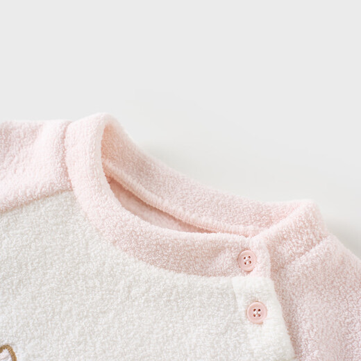 童泰（TONGTAI）宝宝套装秋冬季儿童衣服男女童米粒绒内衣睡衣家居服粉色100cm