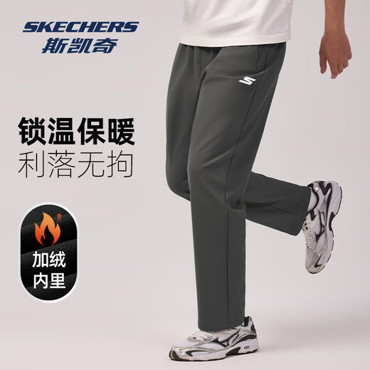 Skechers fleece casual pants for men 2025 winter new casual versatile warm trousers outdoor sports breathable straight pants