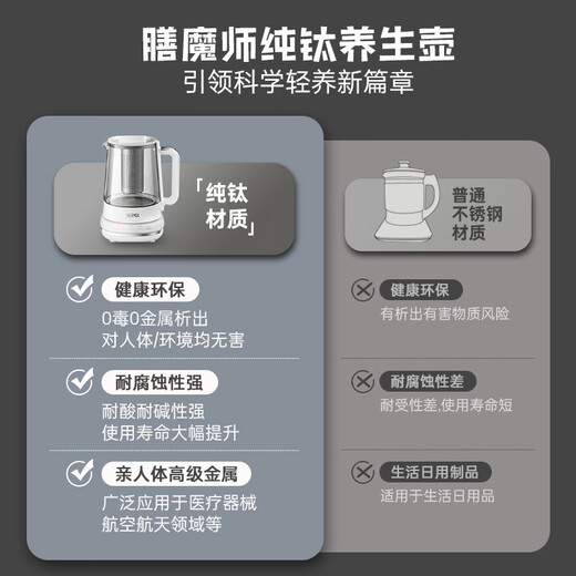 THERMOS pure titanium health kettle kettle multifunctional small office 2025 new tea maker hot water kettle flower teapot Thermos white (tea leakage) 1.5L