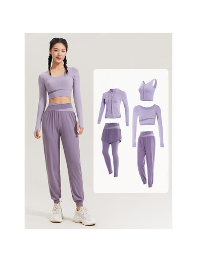 Fanstick Fanstick Yoga Wear Women's Spring and Summer Suit Long Sleeve Running Sports Top Professional Pilates Black (Long Sleeve) Bud Green Two-piece Set Fast Shipping L