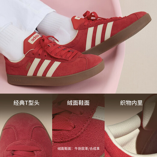Adidas T-toe shoes VL COURT retro casual sneakers moral training shoes for men and women Adidas light sports light scarlet/warm vanilla/yellow 38
