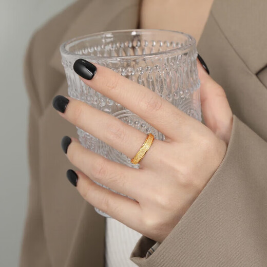 JBV Old Phoenix 999 gold pure gold matte surface men and women couple ring feeling matching ring full of stars and versatile matte No. 5 reference 80-90Jin Jin is equal to 0.5 kg, same style as Fat Donglai, same style