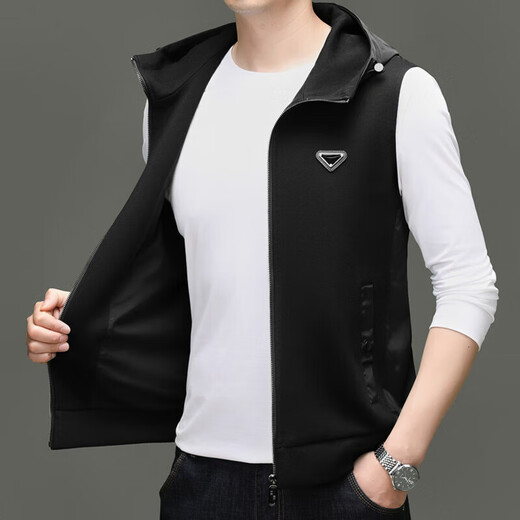 SEVEN 7 Young Men's Light Business Thin Vest Spring and Autumn Sleeveless Suit Waistcoat Black XL 180
