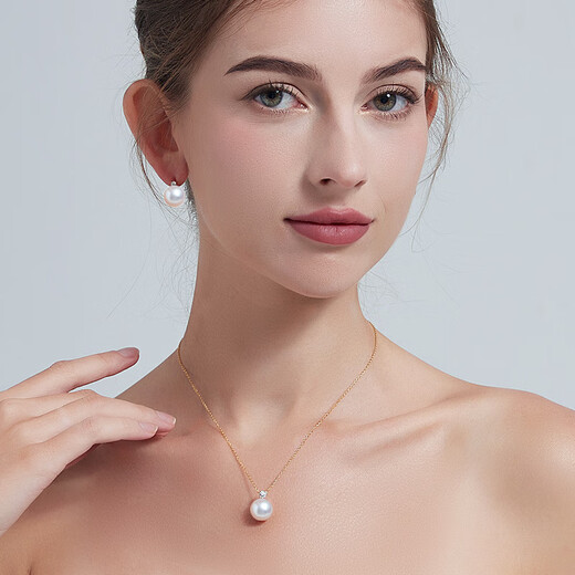 Menbin Aurora Big Pearl Chinese Valentine's Day Gift 18k Gold Diamond Freshwater Pearl Pendant Single Princess Pearl Necklace Minor Flaws Best Choice Aurora 10-11mm