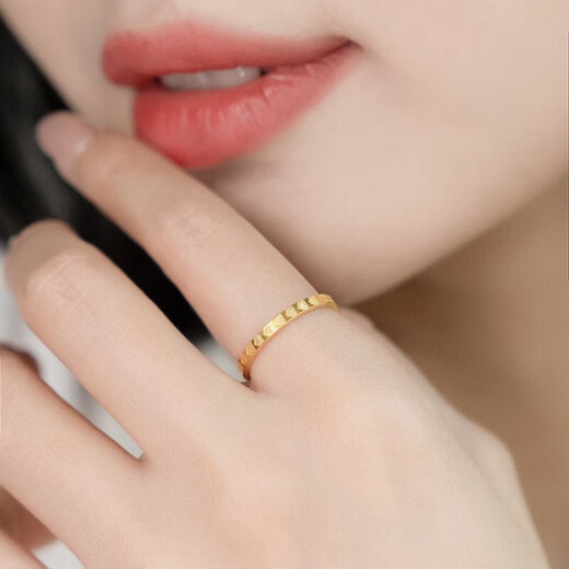 Dianzhao gold full circle love ring for women 999 gold solid circle peach heart solid gold-plated ring ring tail ring holiday gift love ring No. 10 0.53g