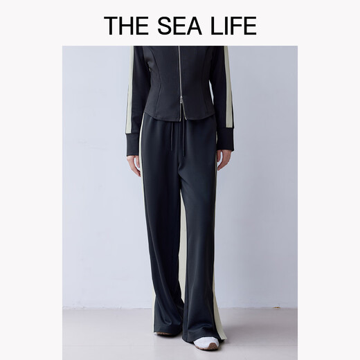 THE SEA LIFE sports pants Ou Hai Yisheng Sports casual pants for women 2025 autumn new contrast knitted trousers 17216 Caffefa gray M