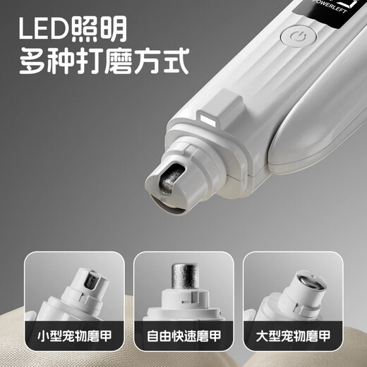 Hörmann multifunctional cat scissors, dog nail scissors, pet novices, LED light nail clippers, nail polishing and bleeding line, pet nail scissors and polishing all in one (white with light) POPO