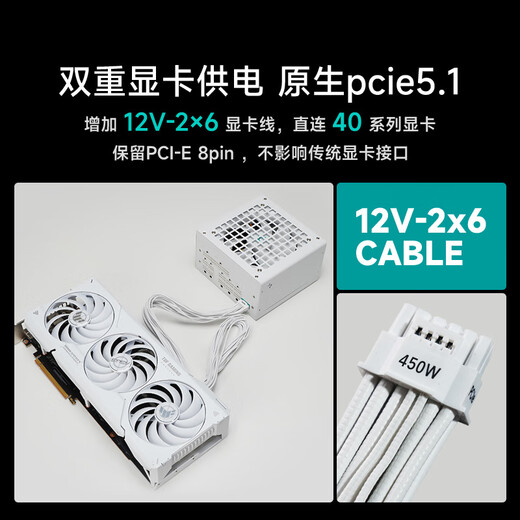 Jiuzhou Fengshen (DEEPCOOL) PQ650/750/850/1000/1200G ATX3.1 Gold Medal Full Module White Host-Netzteil (geprägtes Modulkabel/10 Jahre Garantie/RTX5090 empfohlen) PQ650G White Gold Medal Full Mold Embossed Cable ATX3.1