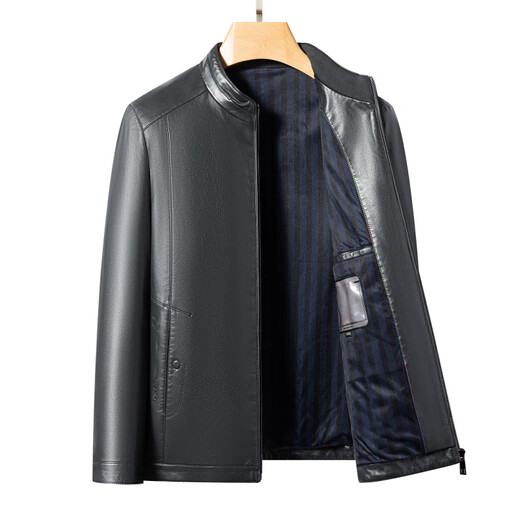 Мужская кожаная повседневная деловая куртка TEDELON из искусственной кожи с воротником-стойкой для папы, осенне-зимняя высококачественная кожаная куртка, черный M