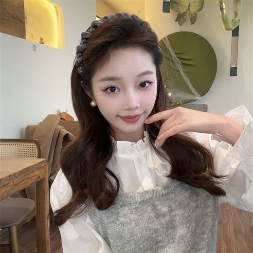 Garenbei small fragrant style mesh hair hoop for girls, non-slip, toothed, high top, versatile pressure hair ring, hairpin, headband, hair accessory for women, small fragrant style hair hoop, black 1 piece