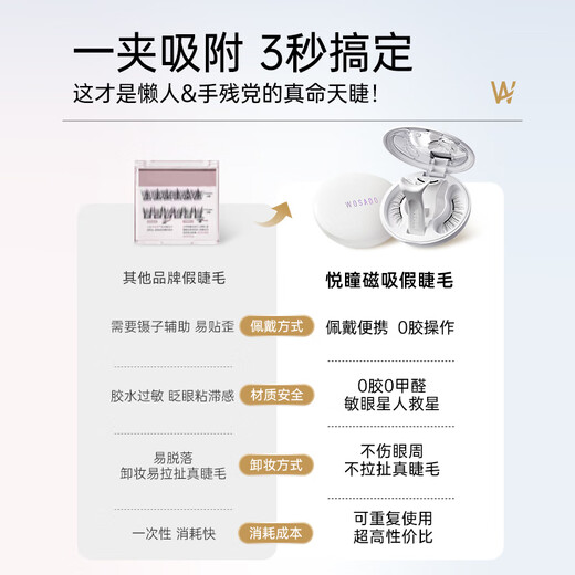 WOSADO Yuetong Natural False Eyelashes Silk Black 2.0 Magnetic Eyelashes Natural Simulation Glue-free Gift