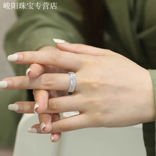 KZD Old Phoenix 999 pure silver material sterling silver auspicious cloud ring men's trendy male ruffian handsome single adjustable size plain silver auspicious cloud charm ring opening can be