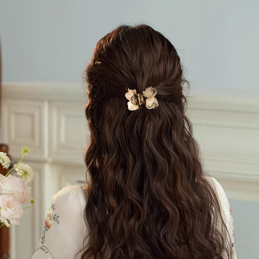 Xiang Wan Hairpin Flower Half-tied Hairpin Clip Women's New Bangs Clip Headwear Hair Clip Hairpin Gold