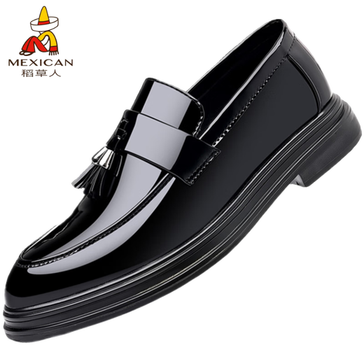 Scarecrow (mexicain) Crocodile Match Automne et hiver en cuir breveté jeunesse de chaussures décontractées et solées épaisses Chaussures de haricot pour hommes pour hommes Business Business Loafer Chaussures en cuir 9926 COUVERTURE DE FOOT NOIR 38