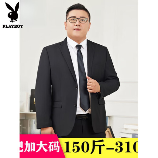 Playboy Fat Man Suit Men's Casual Jacket Plus Size Fat Man Suit Professional Work Business Formal Wear Wedding Dark Gray Top + Pants + Vest + Shirt XL 150-170Jin Jin equals 0.5 kg