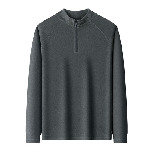 Woodpecker 2026 new autumn and winter men's long-sleeved T-shirt half zipper double-sided German velvet bottoming warm high-end stand-up collar thick sweatshirt beige color German velvet warm XL recommended 135-155Jin Jin equals 0.5 kg