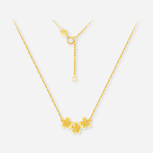 Saturday Fortune (ZLF) Yellow 18K Gold Necklace Women's Flower Pendant Simple Temperament Light Luxurious Colored Gold Necklace as a Holiday Gift for Your Girlfriend Necklace (40+5cm adjustable) about 1.1g