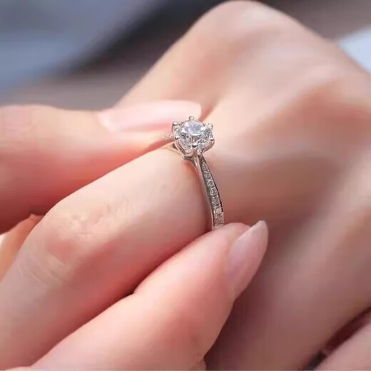 I Do platinum pt950 diamond ring 1 carat micro-set six-claw cultivated diamond proposal wedding ring gift for girlfriend and wife micro-set six-claw 50-point diamond size 9