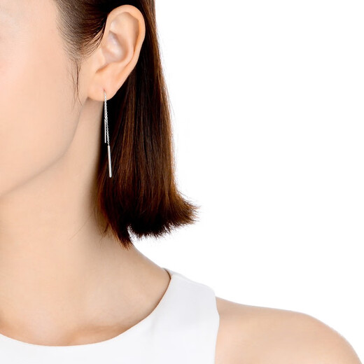 Chow Sang Sang Pt950 platinum Daily Luxe platinum ear wire earrings single-sided platinum earrings for women 89173E