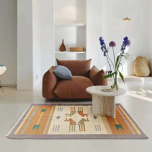 Yonghuan kleberfreier handgefertigter Wollteppich rot Kilim Bohemian Wohnzimmer Tapisserie Nacht