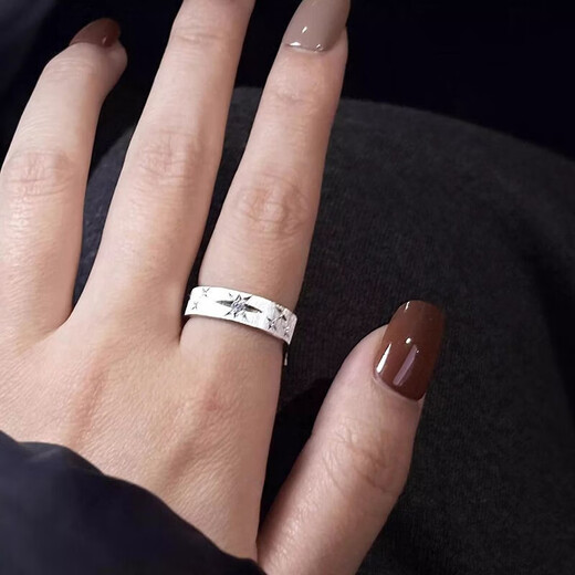 NSYCA Old Phoenix Starry Gypsophila Ring Brushed Buccellati Inlaid with Diamonds Pure Silver S999 Couple's Ring Gentle as Thoughts S999 Gypsophila Brushed Starry Ring Gift Box Remarks Required