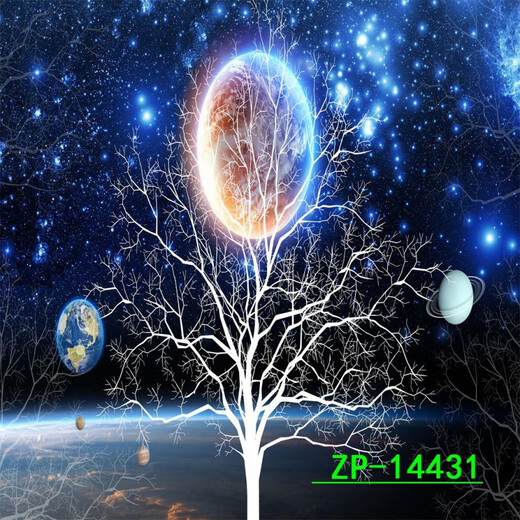 Yusenyi Starry Sky White Clouds Group Live Internet celebrity background cloth anchor live broadcast room decoration three-dimensional popular space planet video ZP-16795 2.5 meters wide + 2.5 meters high free hook