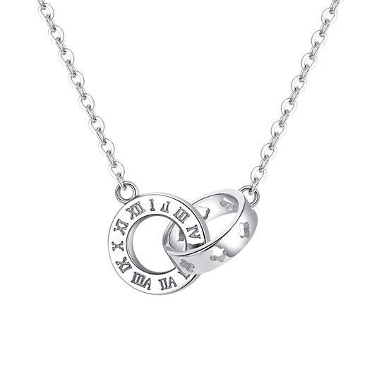 Golden Zhifu Letter Double Ring Platinum Necklace Pendant for Women PT950 Platinum Clavicle Chain Pendant as a Mid-Autumn Festival Gift for Wife, About 4.75g (More Refund, Less Replenishment)