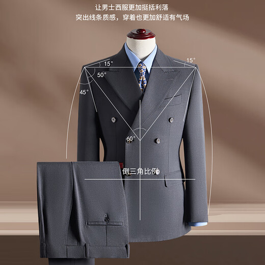 ROMON suit + vest + trousers Tencel Lyocell cotton wool double breasted suit dress men black XL