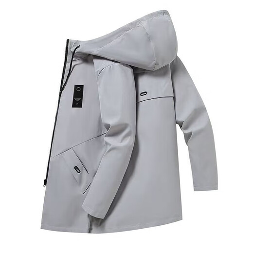 2025 Autumn and Winter New Men's Jacket Casual Loose Mid-Length Windbreaker Handsome Trendy Velvet Thickened Cotton Jacket Khaki Velvet Thickened 4XL