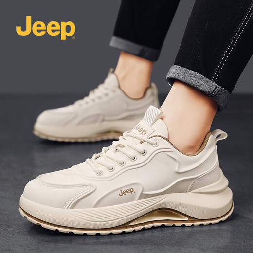 Jeep men's shoes spring and autumn 2025 new leather business casual sports shoes retro dad shoes comfortable coconut shoes