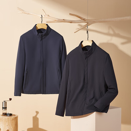 YOUNGOR 25 new style velvet lining business commuter windproof short jacket for men, dark blue L(175/96A)