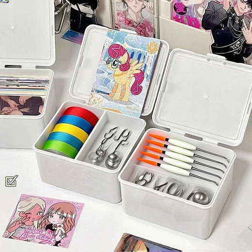 Pure white flip-top storage box, Guka fishing supplies small card film storage and organization box, multi-functional fishing gear box, flip-top storage box - small size - 1 pack