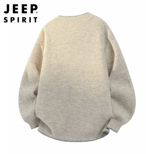 JEEP SPIRIT Jeep American style lazy style sweater men's autumn and winter Henley collar casual sweater jacket oatmeal gray L