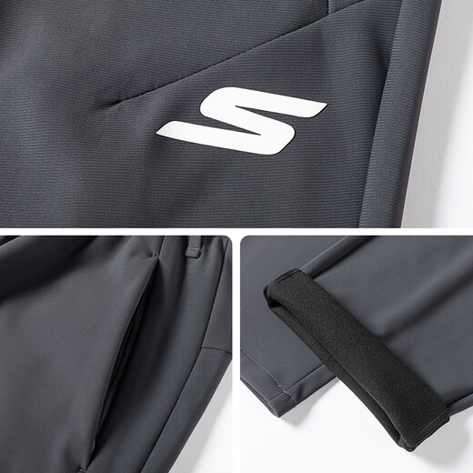 Skechers fleece casual pants for men 2025 winter new casual versatile warm trousers outdoor sports breathable straight pants