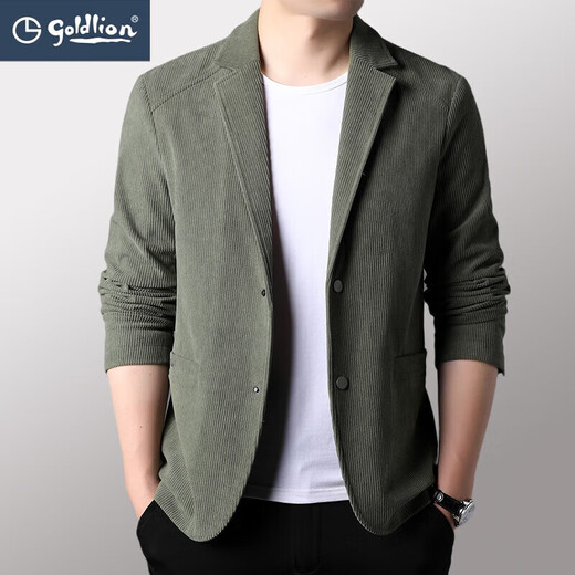 Goldlion blazer men's autumn and winter business casual suit middle-aged no-iron solid color single suit casual gentleman's jacket black M 170